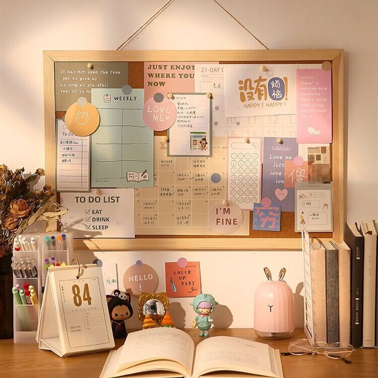 1Pc Soft Wooden Letter Message Board Decorative Postcard Photo Wall Cork Board Memo Paper Background Board Stationery