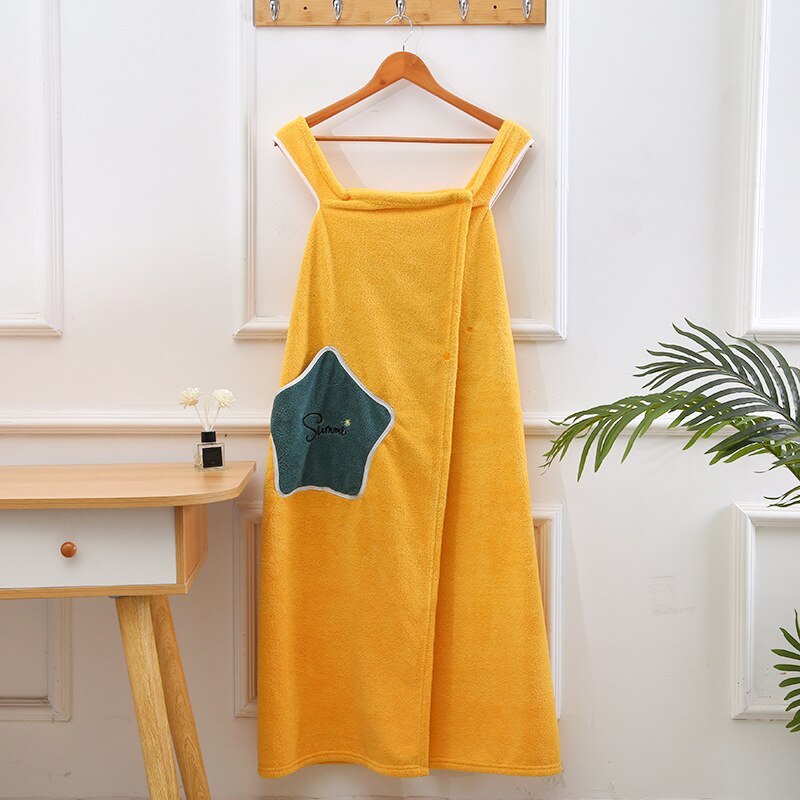 Albornoz de microfibra para mujer, Toalla de baño suave para adultos, Textiles para el hogar, toallas de baño y Sauna: yellow