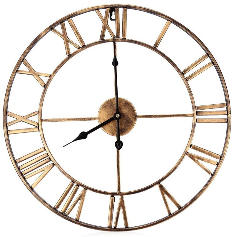 Wall Watch European Style Iron Clock Retro Clock Home Decoration Wall Clock European Retro Style Independent: Gold