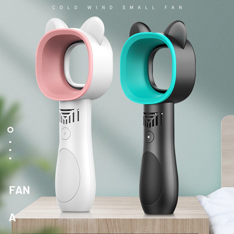 Mini Bladeless Fan Portable Hand held Cute Cat USB Rechargeable Cooling Fans 2000mAh Mute for Home Outdoor Ventilador Cooler
