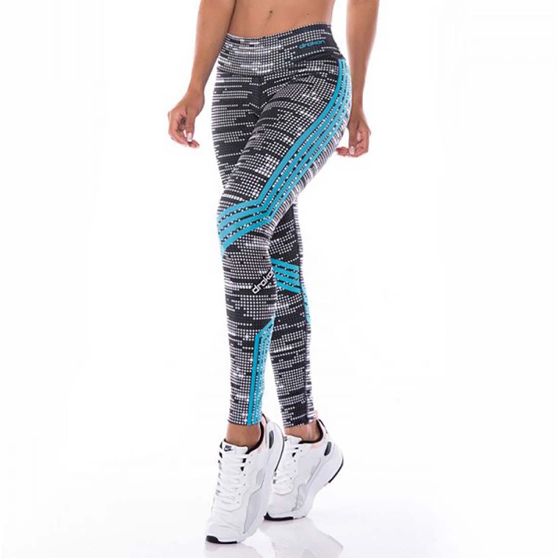 Stil kvinder blomstret fitness leggings dame fitness elastisk kraft polyester lange bukser
