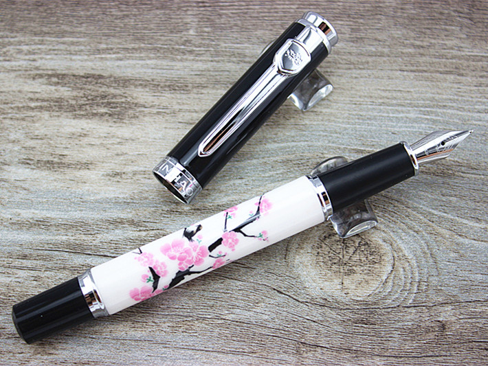 Jinhao 8802 Plum blossom Fountain pen metal and porcelain pen Luxury Ink pens for Writing calligraphy Office school supplies