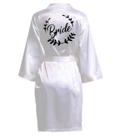 Hochzeit Party Team Braut Kleid mit Schwarz Briefe Kimono Satin- Pyjama Brautjungfer Bademantel SP021: S / Beige