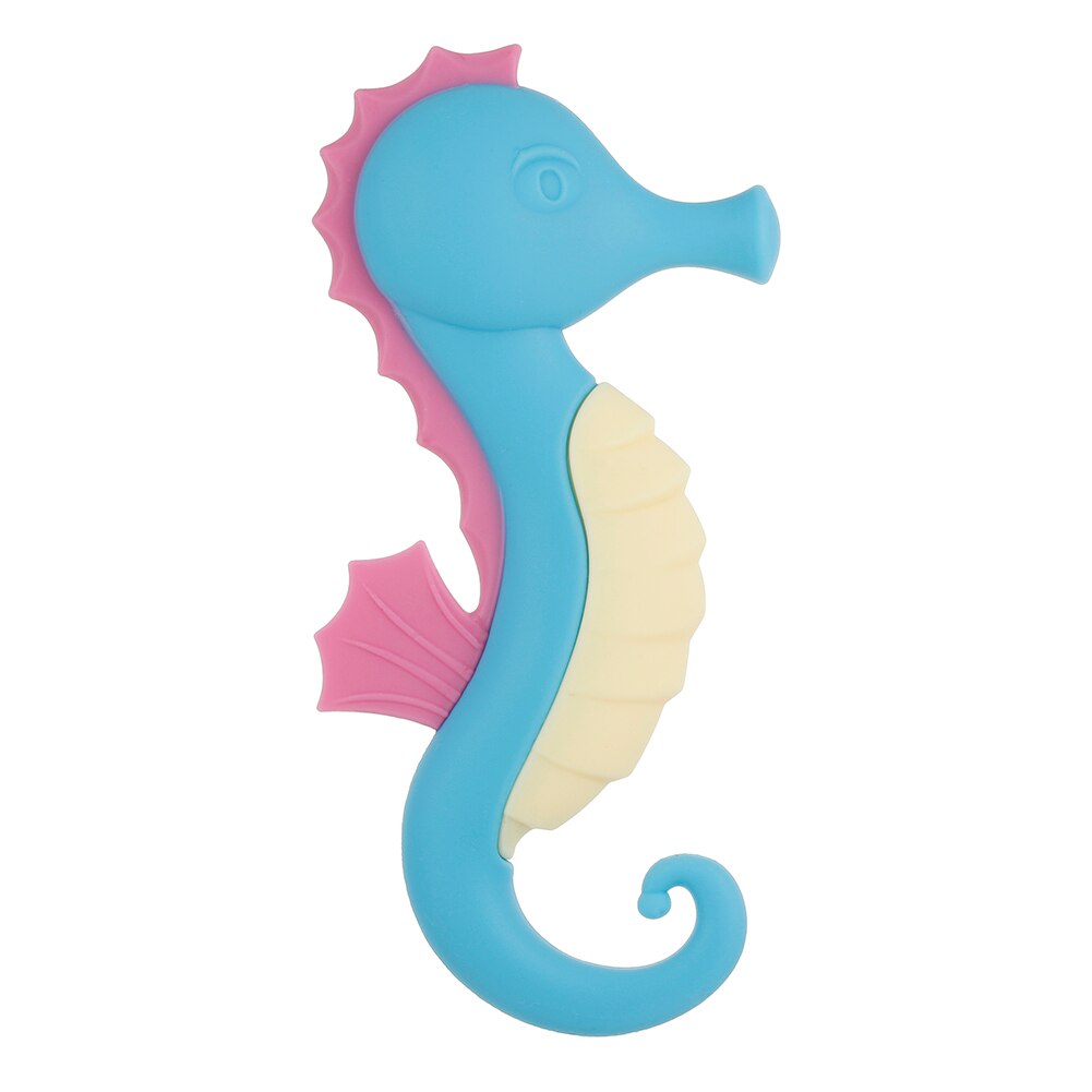 Silicone Food Grade Baby Teethers Hippocampus Toy Massage Gums Chewable Pacifier Oral Care Baby Teething Training Toothbrush: Blue