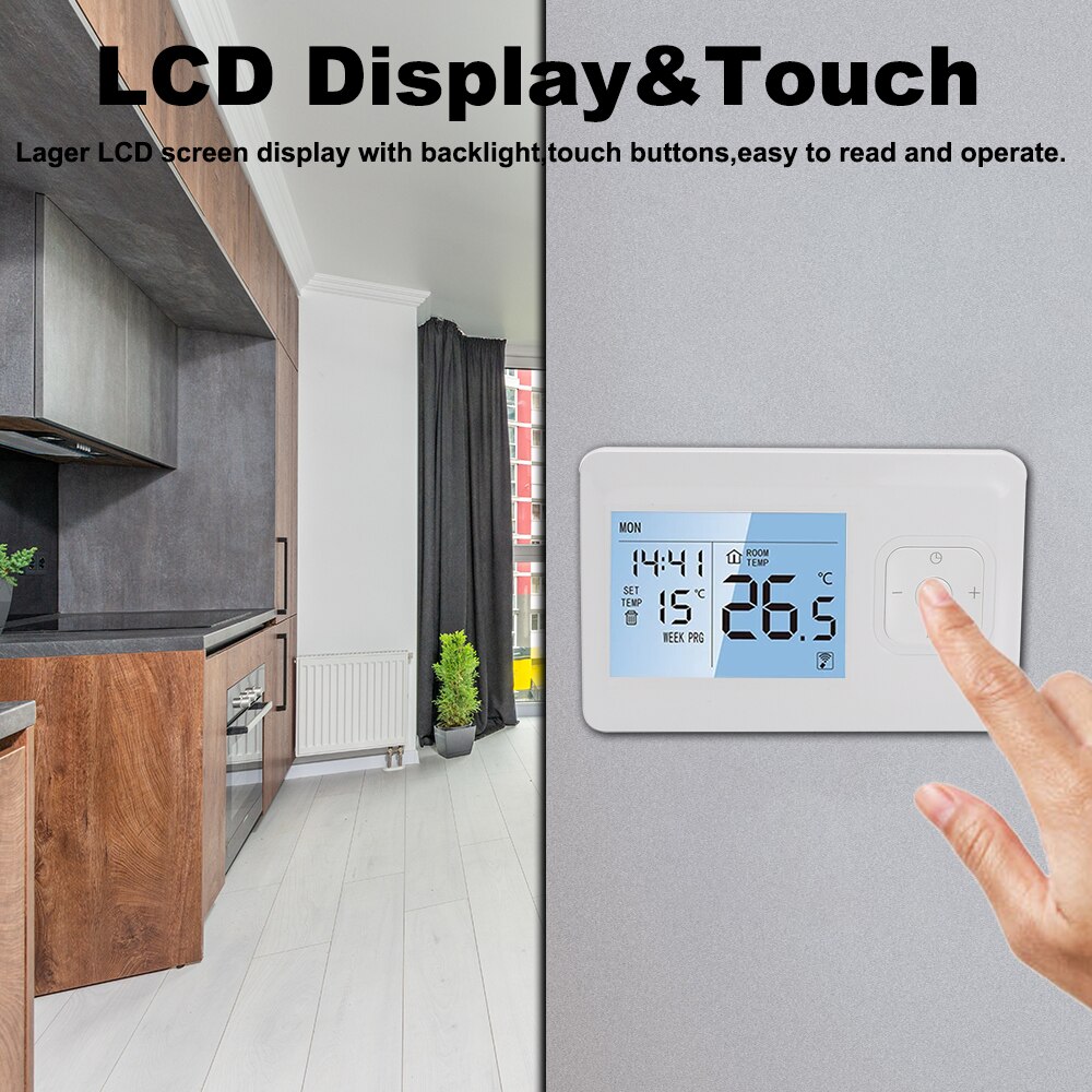 Smart WiFi Touch Thermostat Temperature Wireless Controller for Wall Boiler Battery Powered Heating Thermostat For Gas Boiler