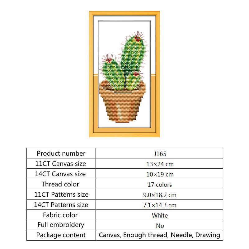 Joy Sunday Cross Stitch Embroidery Kits 14CT Cactus Patterns Counted Printed on Canvs DIY DMC Embroidery Thread Sets Needlework: Cross Stitch-J165 / 11ct Counted Canvas