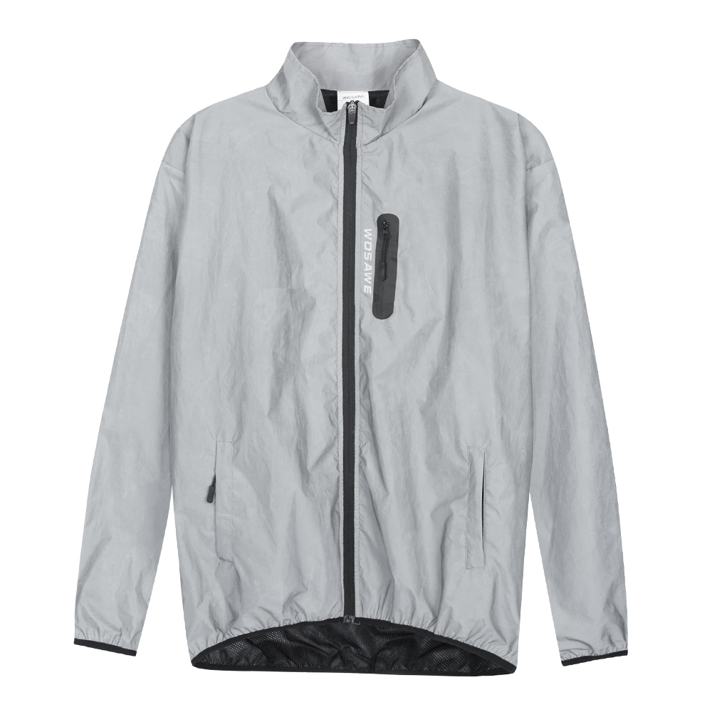 WOSAWE Full Reflective Cycling Jacket Night Riding Necessity Men Spring Autumn Hooded Windbreaker Windproof Waterproof Jacket: Jacket BL220 / M