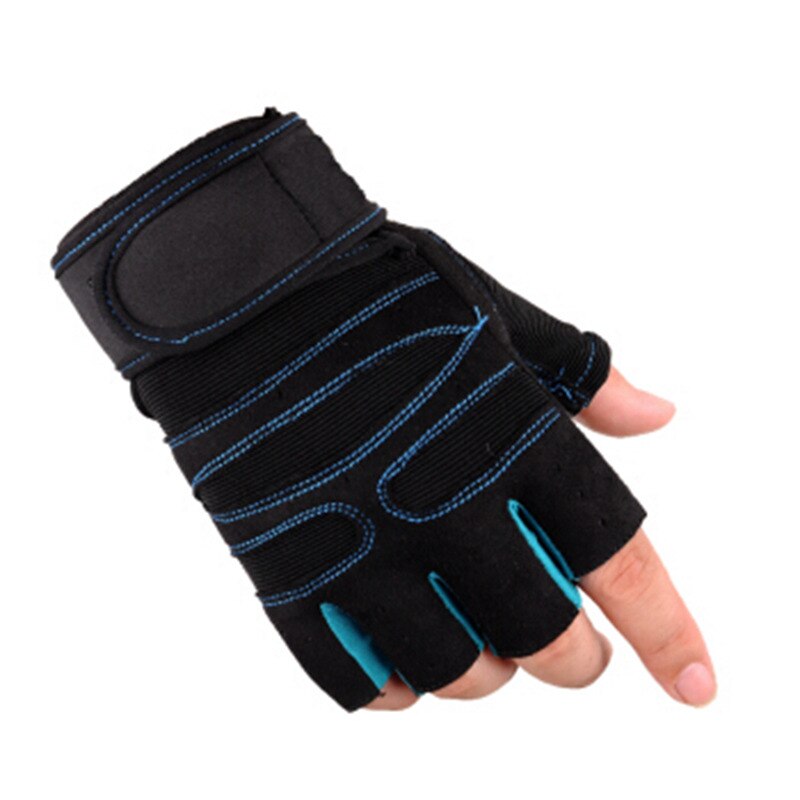 M-XL Gym Gloves Heavyweight Sports Exercise Weight Lifting Gloves Body Building Training Sport Fitness Gloves: Blue / L