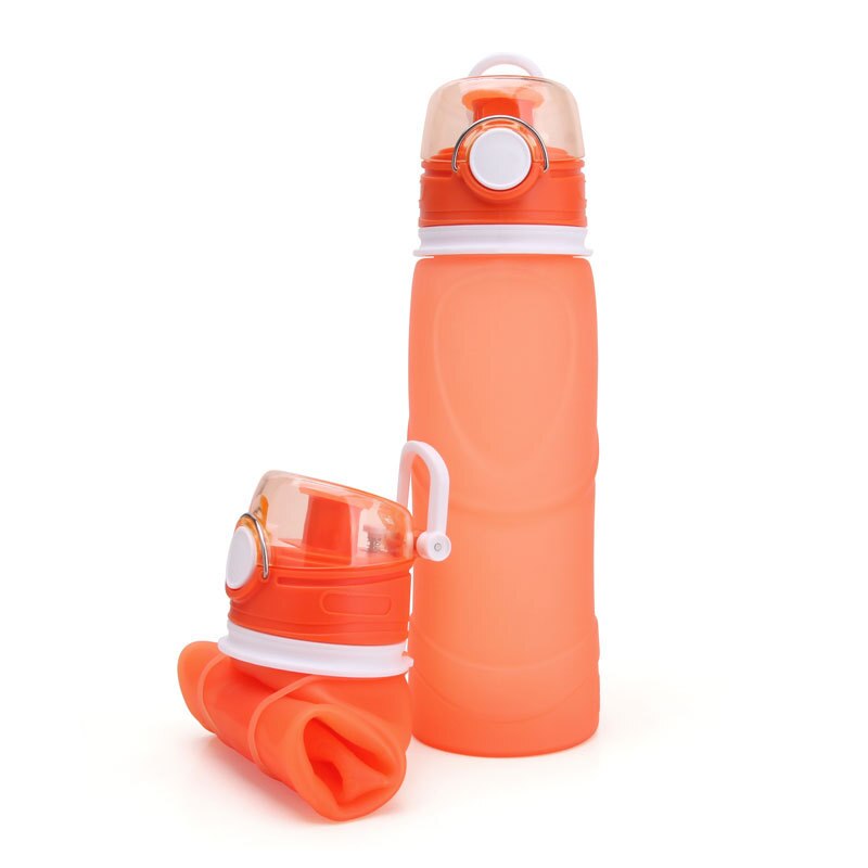 Bpa Gratis Draagbare Siliconen Sport Squeeze Water Flessen Inklapbare Opvouwbare Herbruikbare Fles Voor Water Reizen Fiets Fles: 750ml Orange