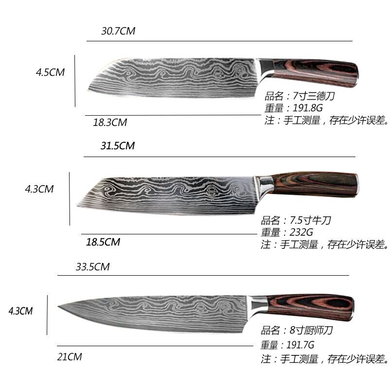 Kitchen Knives set Chef knife Tool High Carbon Stainless Steel Santoku knife Sharp Cleaver Slicing Knife Best Choice for Kitchen