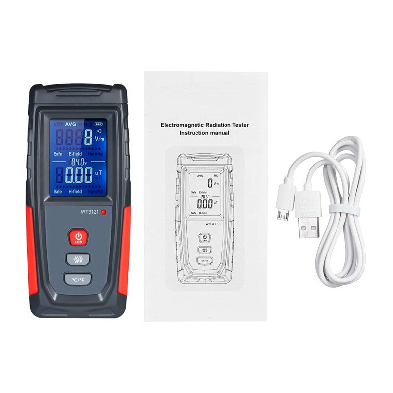 EMF Meter USB Rechargeable, Radiation Detector for Electromagnetic Field and Temperature Precise for Home Appliances