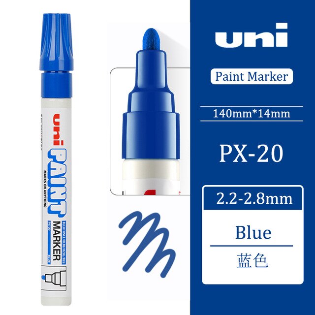 1pcs Japan UNI Mitsubishi PX-20 Paint Pen Industrial Pen Single Touch Up Round Head Marker Pen Signature Paint Marker: Blue