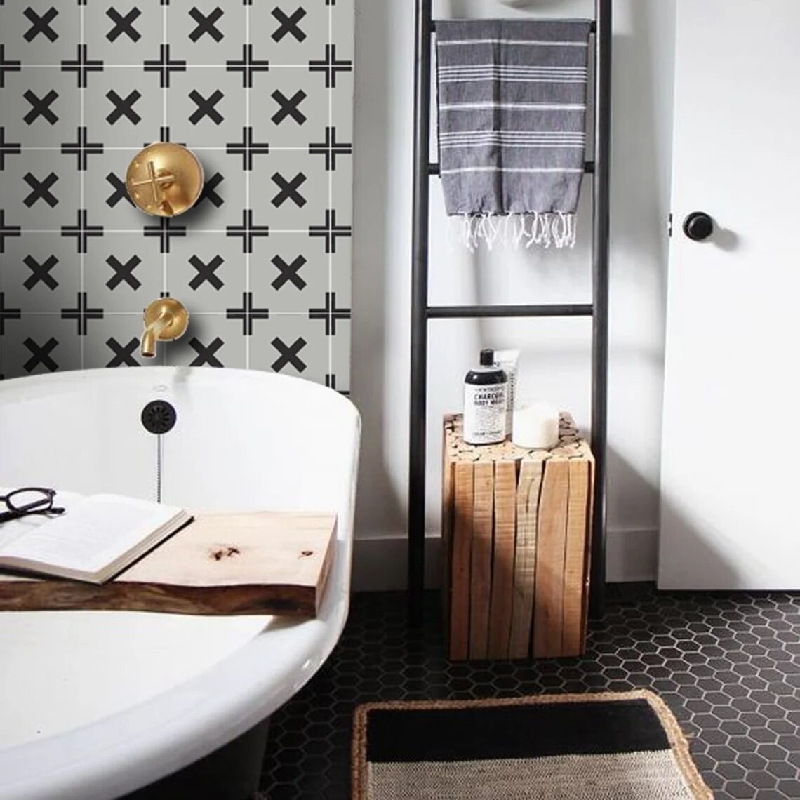 Self-adhesive Tile stickers Tiles for Kitchen Bathroom Back splash - Floor decals Wall Paper Waterproof Peel &amp; Stick 10pcs