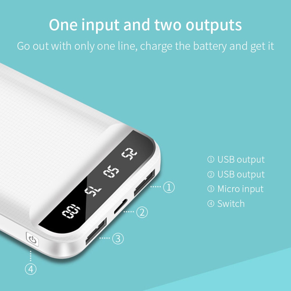 FLOVEME Cute Power Bank Double Portable 10000mAh Battery Powerbank Travel Digital Display Poverbank for iPhone XR Xiaomi Huawei