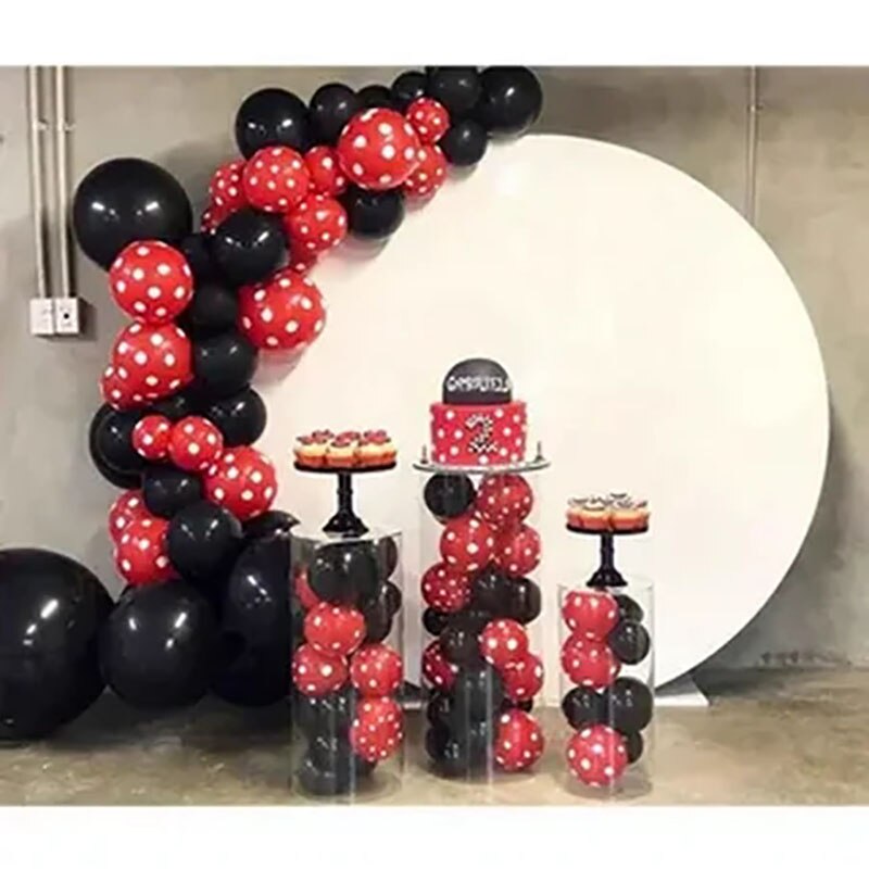 Kit de arco de guirnalda de globos para niños, conjunto de globos de látex de lunares rojos y negros, para de cumpleaños, Baby Shower, suministros para decoración de boda, 1 Juego
