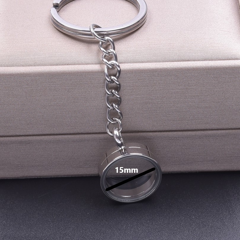 5 teile/los 10-40mm Edelstahl Männer Glas Bild Reliquien Medaillon Anhänger Schlüssel bund DIY Frauen Erinnerung Medaillon Schlüssel Ring Schmuck: Silber