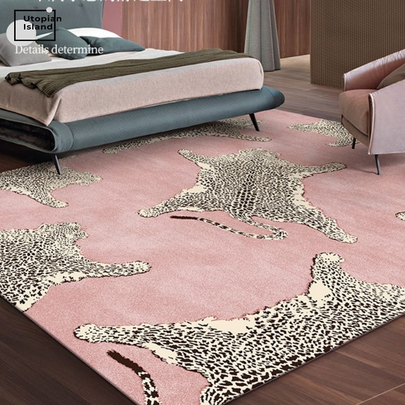 Leopard Carpet Soft Bedroom Carpet Nordic Plush Carpet Hair Baby Rugs Furry Babi Play Mat Pink Fluffy Carpets For Living Room