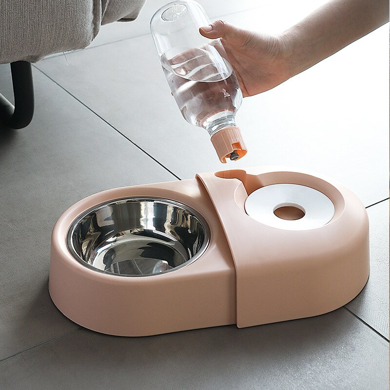 Kat drikkevand fodring dobbelt skål anti-tip drikker hunde katte drikkeskål flyder automatisk vand fodring kæledyrsforsyninger
