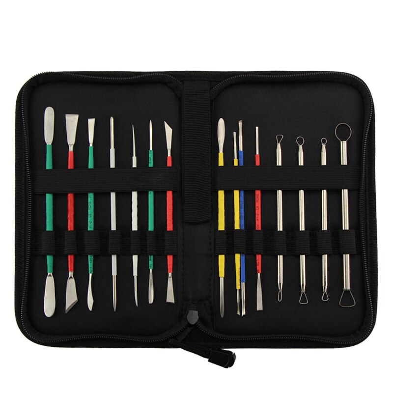 Espátula para arcilla, cerámica, acero inoxidable, cerámica, arcilla, escultura hecha a mano, herramienta de dibujo de losa: 15pcs with bag