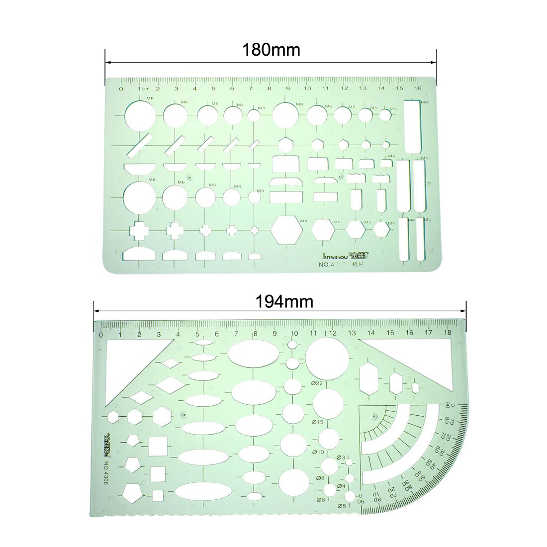 uxcell Geometric Drawing Template Measuring Ruler for Drawing Engineering Drafting 6pcs