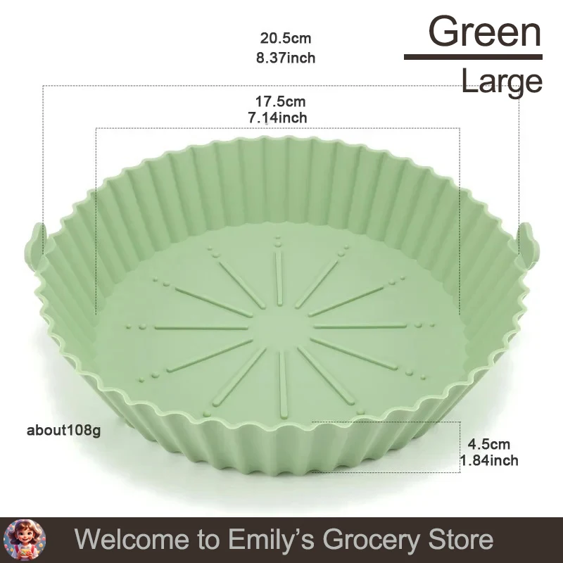 1 Stuks Lucht Friteuse Bakplaat Siliconen Herbruikbare Bakmand Grill Pan Food-grade Non-stick Cakevorm keuken Oven Pot Accessoires: green
