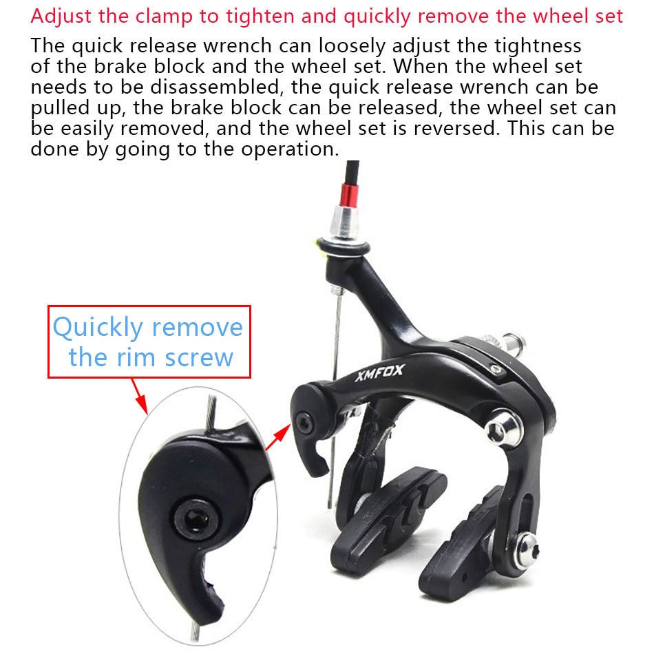 XMFOX-AS2.1 Bicycle Brake Racing Road Dual Pivot Bike Aluminum Side Pull Caliper Brake Front & Rear with brake pads