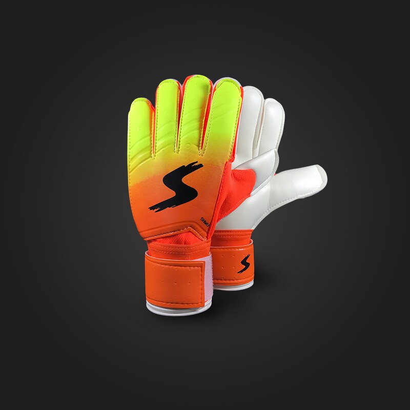 Stijl Voetbal Doelman Handschoenen Gradiënt Kleur Latex Handschoenen Met Vinger Guard Handschoenen Vrouwen: orange / 10