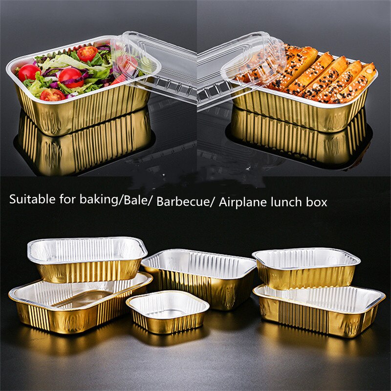 Aluminum Foil Sealed Tin Paper Box Thermal Insulation Disposable Grilled Fish Takeaway Packaging Box Baking lunch box