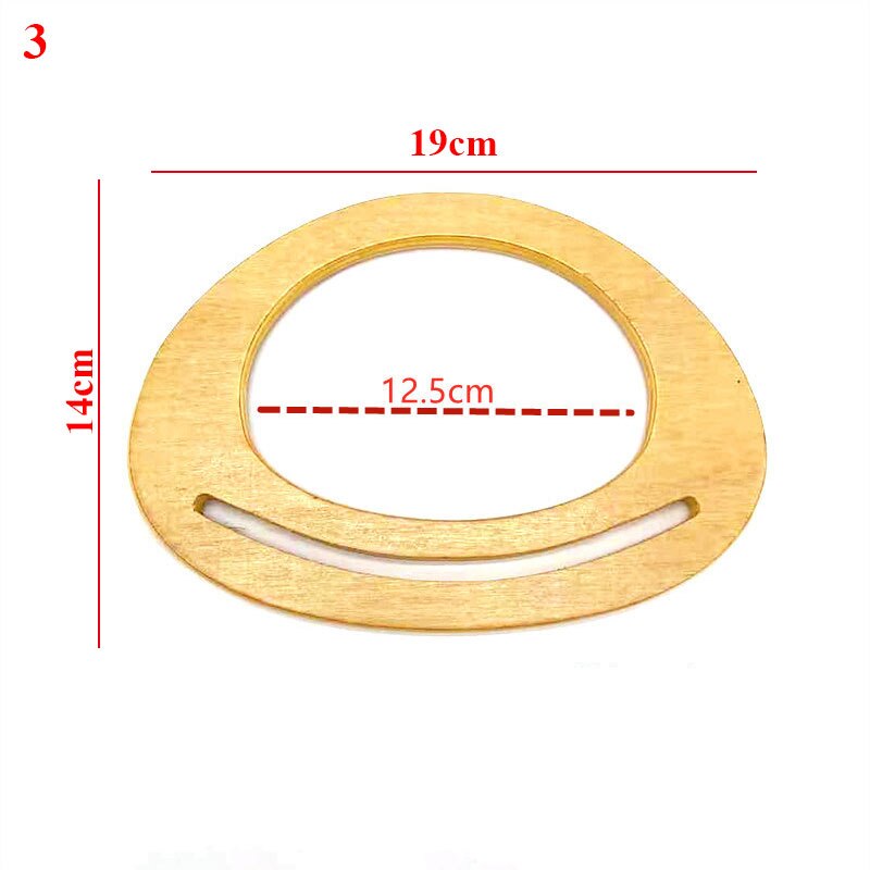 Mango de madera en forma de D, herramienta de bolso marrón de madera maciza, marco de madera degradado, accesorios únicos para bolsos, mango de: B-3