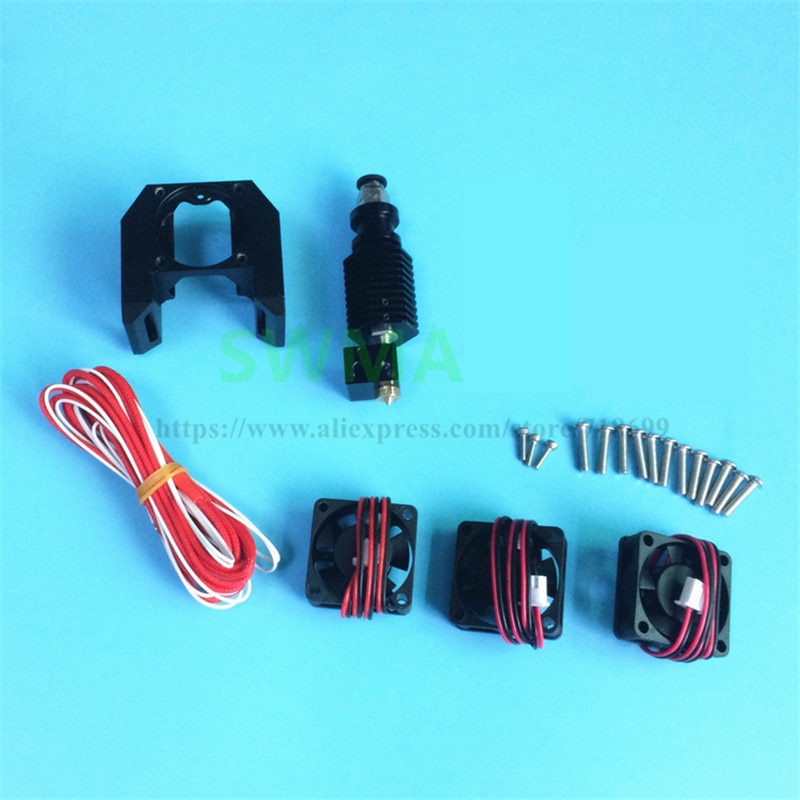 Newest E3D Improved V6 Hexagon End Extruder Super Thermal Dissipation Effect with 3pcs 3010 Fans for 3D Printer Parts