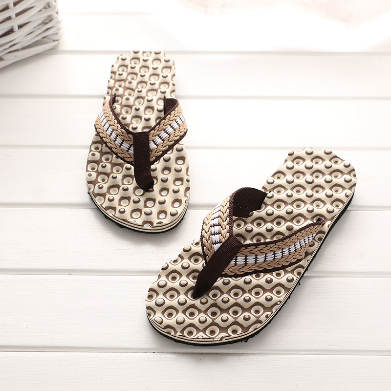 Herr flip flops bad bekväm massage flip flops skor herr tofflor inomhus & utomhus skor zapatos hombre hem tofflor  a0: Brun / 9.5