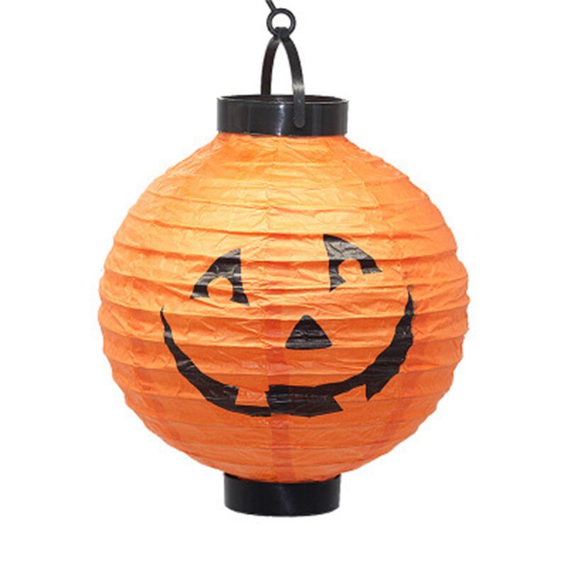LED lanterne en papier illuminée avec des lumières Halloween citrouille crâne horreur lanterne lampe suspendue pour la maison jardin Halloween décor: D