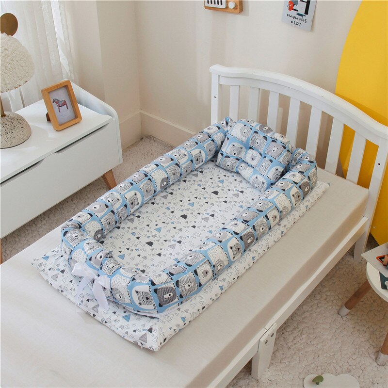 Berceau Portable pour bébé avec oreiller, 50x90cm, lit lavable, pour -né, lit de voyage amovible: Crib-A4