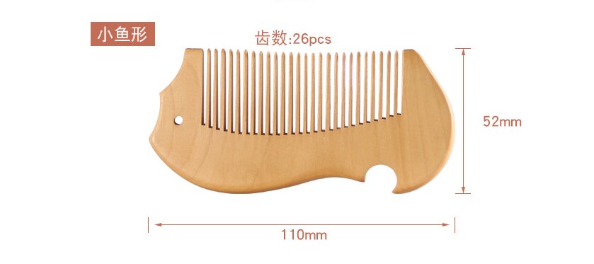 Natural Peach Wood Comb Massage Head Classic Comb Anti-Static Handcrafted Fine Tooth Comb Hair Styling Hair Care Tool: NO.9