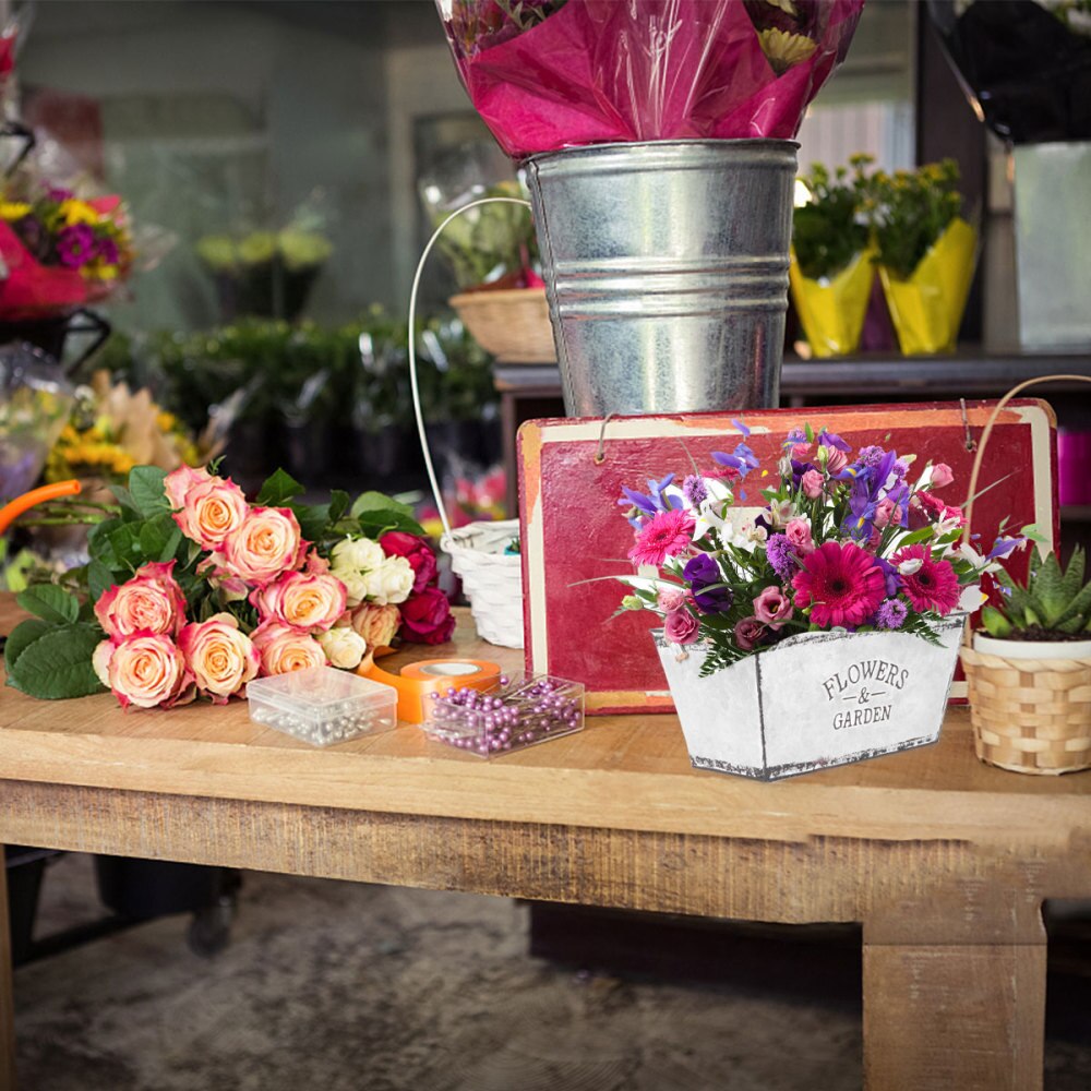 1 stk jernopbevaring enkel holdbar plantespand blomsterspand blomsterholder urtepotte til butikshjem