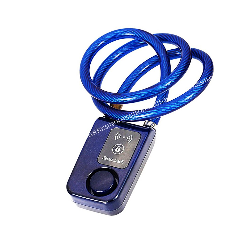 Mobile Phone App Control Smart Chain Lock Waterproof Anti-theft Bicycle Scooter Motorcycle Helmet Bluetooth Lock 110dB Alarm: Blue Wire Lock