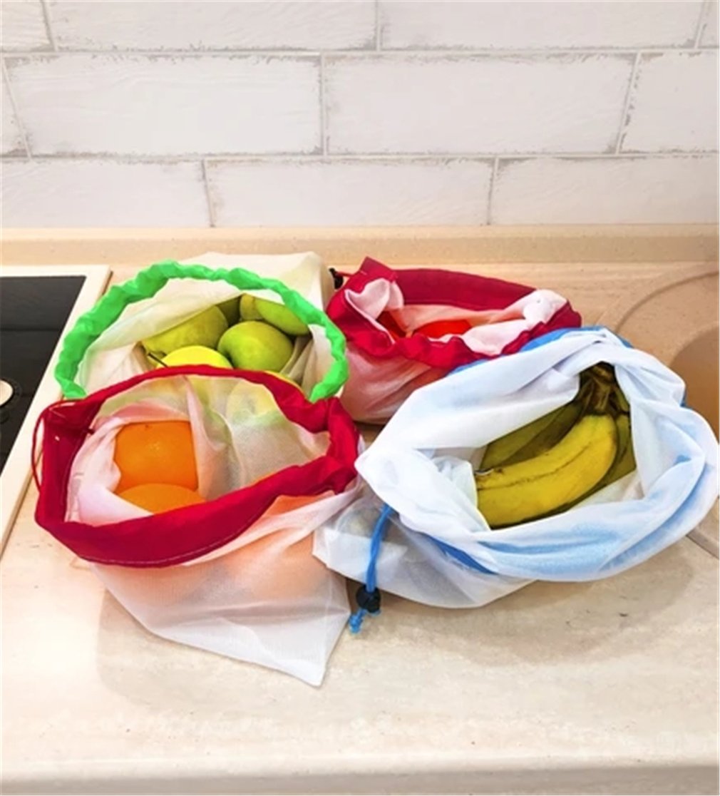 Reusable Mesh Produce Bags Washable Eco Friendly For Grocery Shopping Storage Fruit Vegetable Bags Set