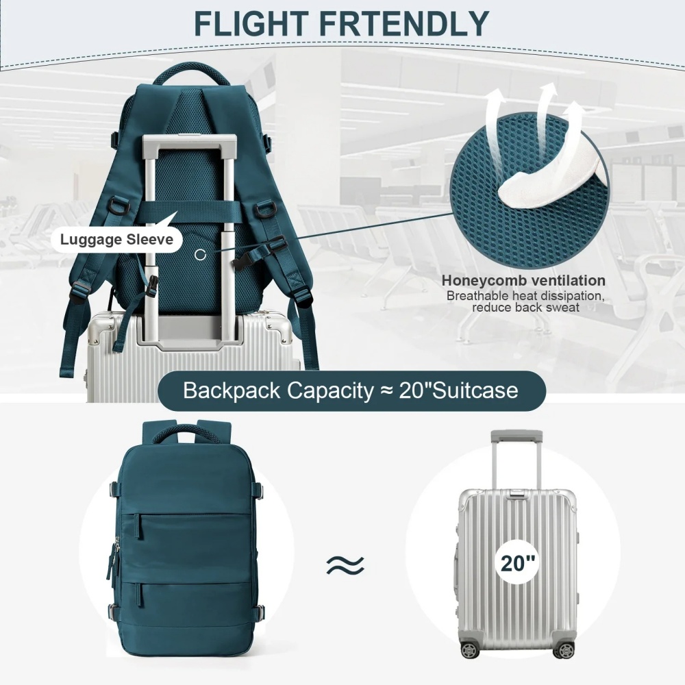 Damen Herren Handgepäck Rucksack Business Laptoptasche College Reiserucksack Wasserdicht Handgepäck Kabinenrucksack Wizzair 40x30x20