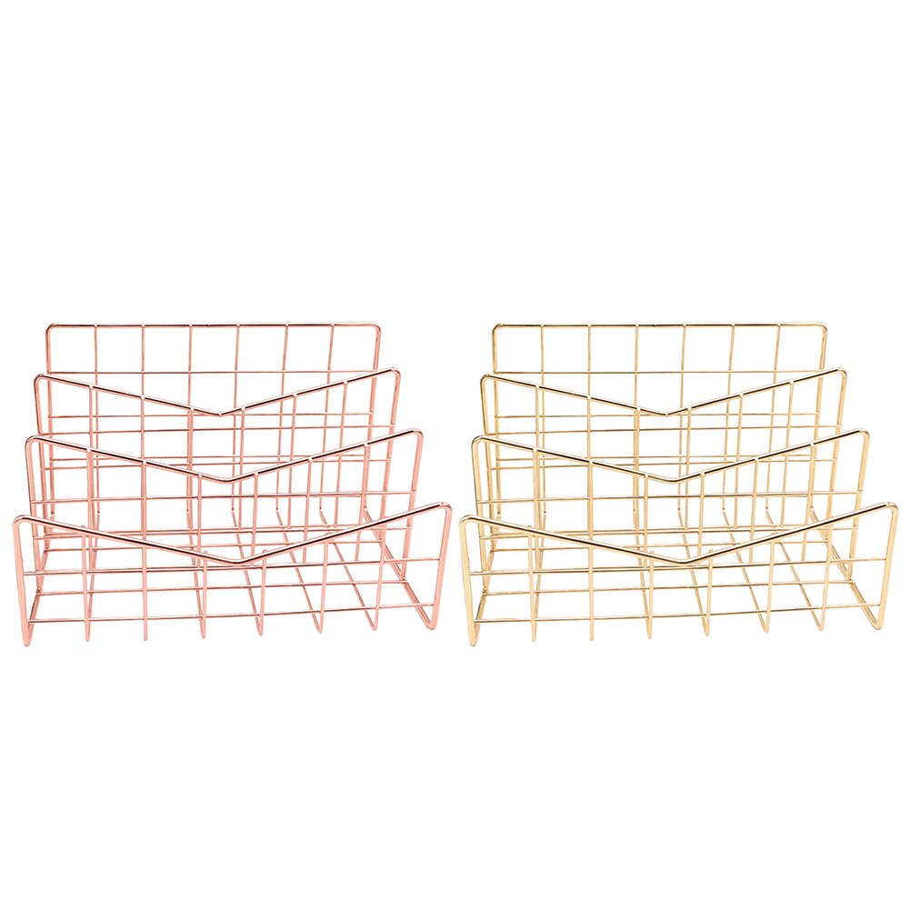 Office Paper Desktop Organizer Document File Letter Book Brochure Tray Stand Metal Mesh Magazine Layered Storage Rack Shelf