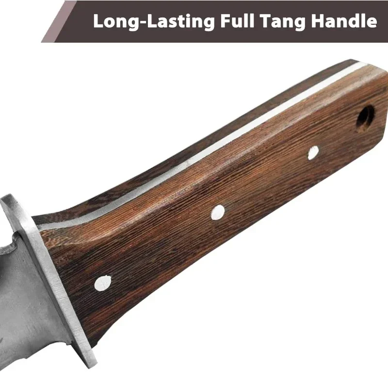Hori hori hagekniv med lærslire, beskyttende håndbeskytter, slipestein inkludert, for luking, graving