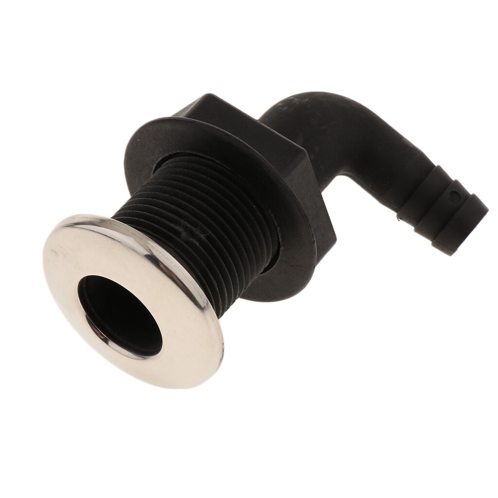 Marine/Boat 90 Degree Connector Thru Hull Plumbing Fitting Hose with Stainless Rim