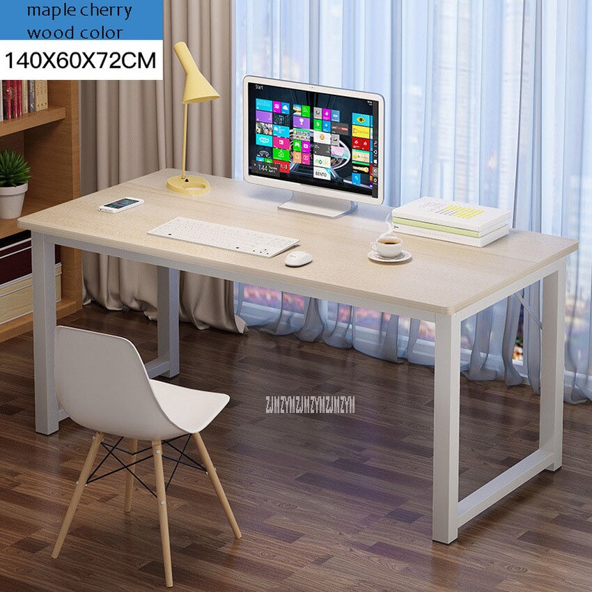 120/140cm*60*72cm Computer Desk Laptop Table for Home Office Working Study Wooden Desktop Steel Frame Durable Simple Desk Table: 140cm Color B