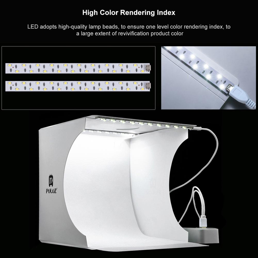 Mini caja de luz plegable para estudio fotográfico, Softbox de 2 paneles de luz LED suave, Kit de fondo fotográfico, caja de luz para cámara DSLR
