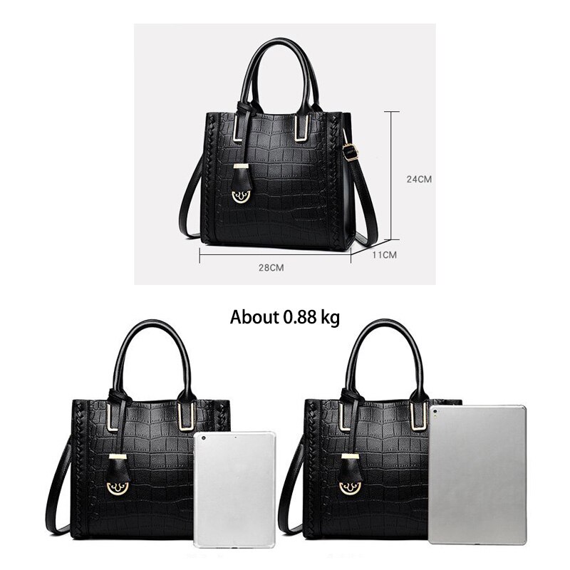 Casual Women's Handbags Pu Leather Crossbody Bags for Women Crocodile Pattern Tote Shoulder Bag