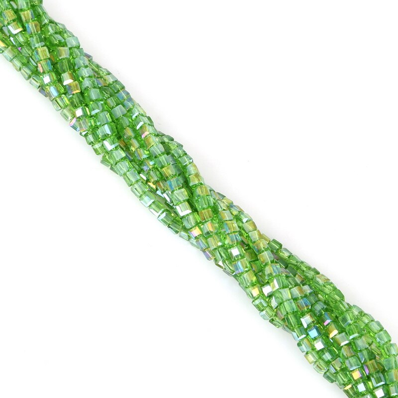 Approx 200pcs 2mm Square Shape Austrian Crystal Beads Cubic Loose Spacer Beads for Bracelet Making DIY Jewelry Accessories: Grass green AB