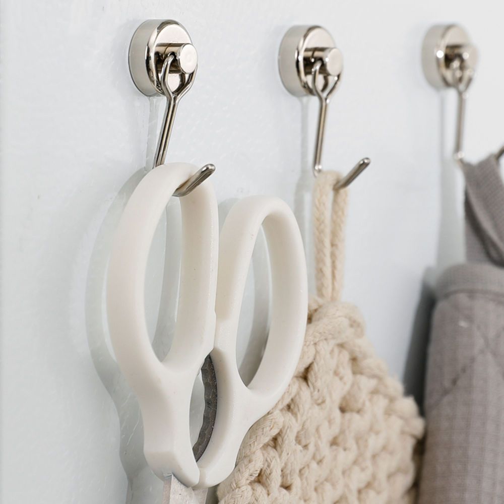2/4/8/10 PCS Magnetic Hooks, Heavy Duty Neodymium Magnet Hook for Indoor Outdoor Hanging,Refrigerator,Grill,Kitchen,Key Holder