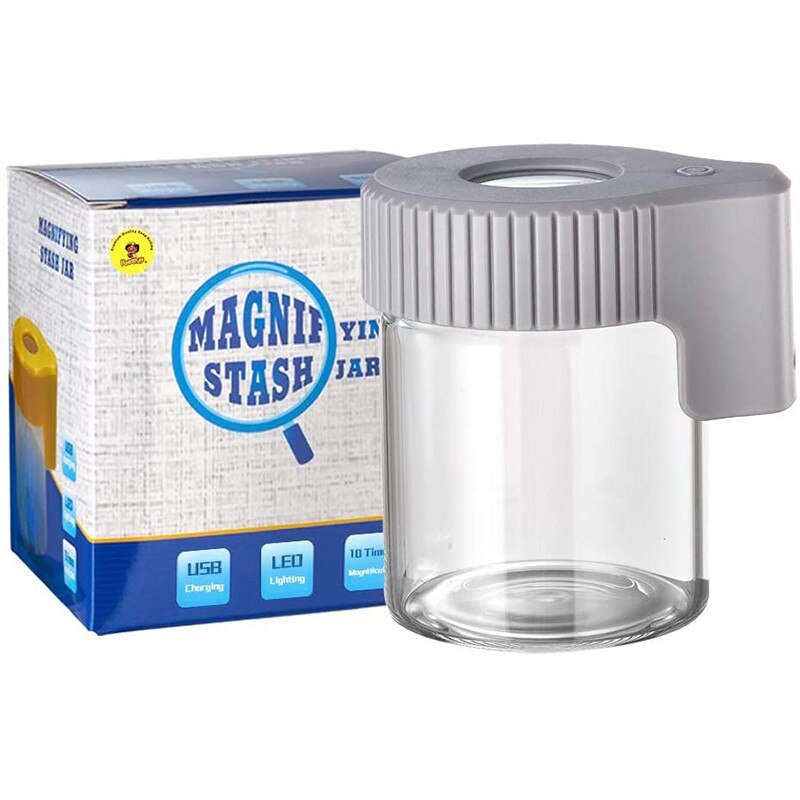 LED glass luminous jar, transparent frosted storage box, storage tank: Light Grey