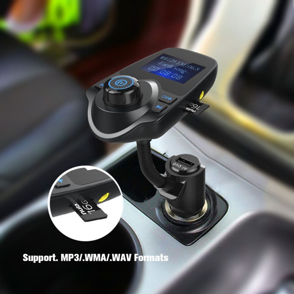 Draadloze bluetooth fm-zender voor in de auto, radioadapter, autokit met 1.44 inch display en usb-autolader, auto  mp3- speler fm-zender