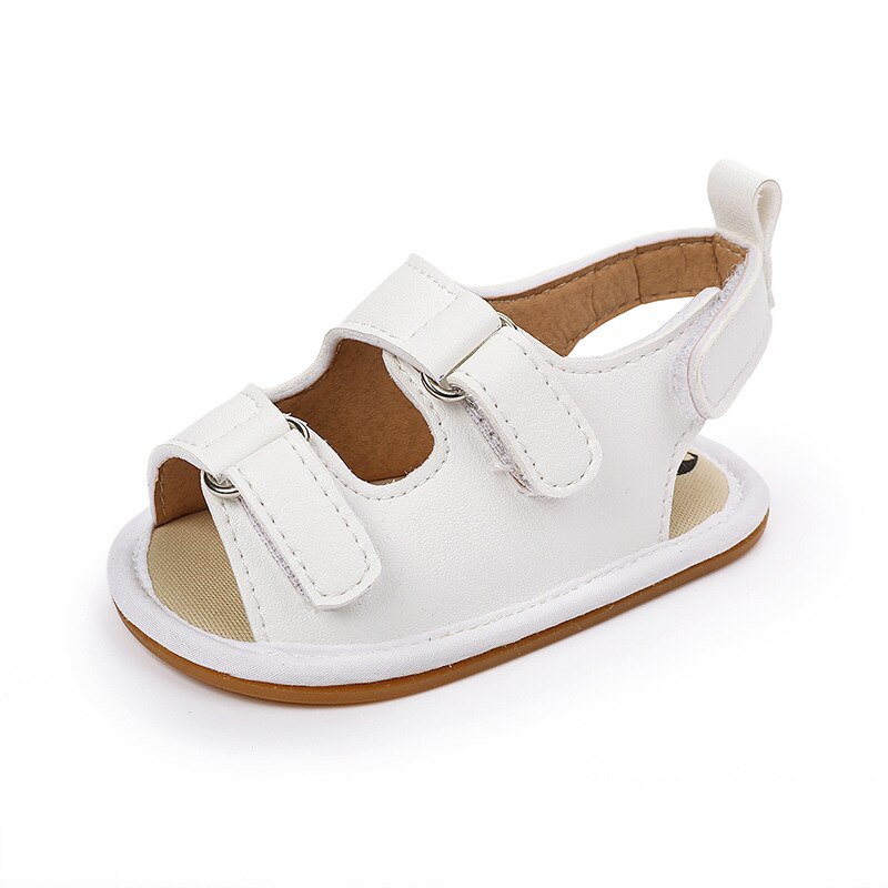 Nowe śliczne buty niemowlę dziewczynki oddychająca miękka sandały antypoślizgowe gumowe sandały na płaskim obcasie pierwsze buty robić chodzenia maluch sandały: biały / 13-18 miesięcy