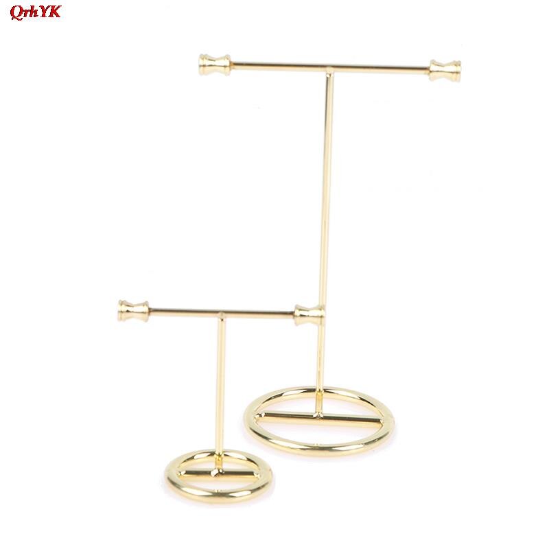 Gyldent metal t-formet armbånd ring øreringe organizer smykkeholder stativ halskæde armbånd display rack
